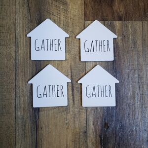 Set of 4 'Gather' House Coasters - White